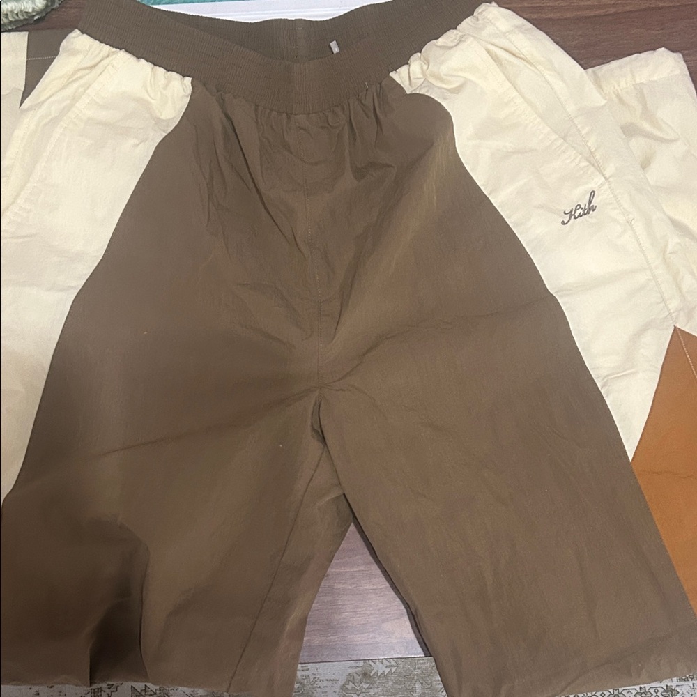 KITH Brown and Cream Windbreaker pants